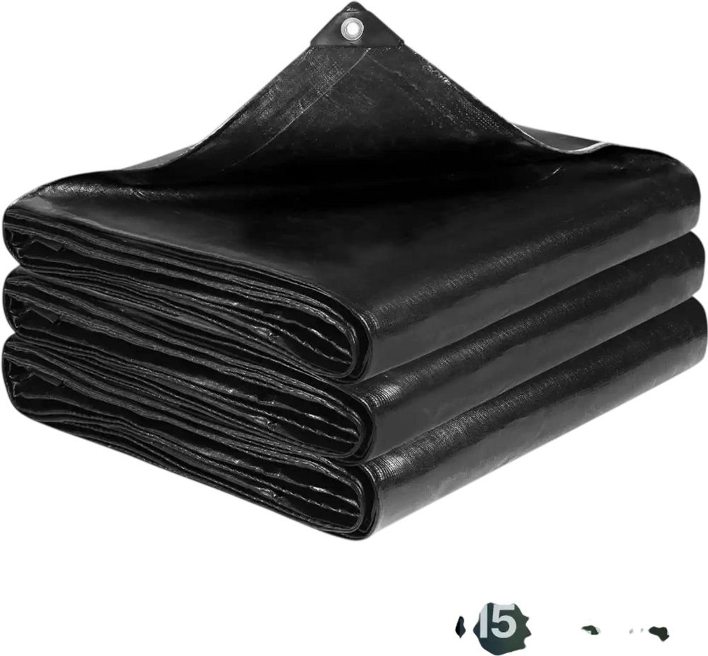 VEVOR 15 x 20 ft Pond Liner, 14 Mil Thickness, 3-Layer Reinforced PE Fish Koi Pond Liner for Outdoor Ponds, with Hemmed Edge and 4 Metal Buttonholes, for Water Garden, Waterfall, and Fountains, Black