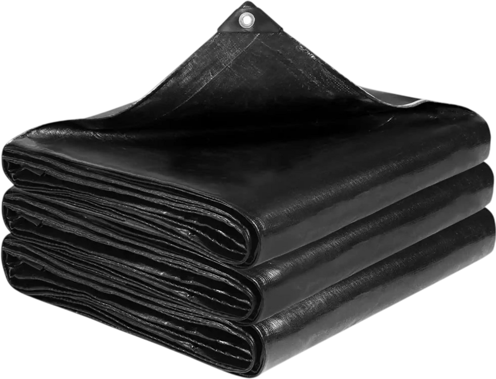 VEVOR 20 x 20 ft Pond Liner, 14 Mil Thickness, 3-Layer Reinforced PE Fish Koi Pond Liner for Outdoor Ponds, with Hemmed Edge and 4 Metal Buttonholes, for Water Garden, Waterfall, and Fountains, Black