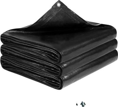 VEVOR 20 x 25 ft Pond Liner, 14 Mil Thickness, 3-Layer Reinforced PE Fish Koi Pond Liner for Outdoor Ponds, with Hemmed Edge and 4 Metal Buttonholes, for Water Garden, Waterfall, and Fountains, Black