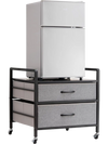 VEVOR Mini Fridge Stand with Storage, 176 lb-Capacity Mini Fridge Table with 2 Drawers & 4 Swivel Wheels, Mobile Mini Fridge Shelf, Gray Mini Fridge Organizer for Dorm, Apartment, Office, Bedroom
