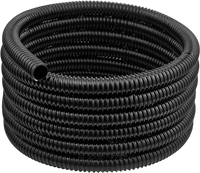 VEVOR 21 ft Corrugated Pond Tubing, 1 inch Inner Diameter, Flexible PVC Hose, Black Drain Pipe, Plastic Corrugated Water Tubing for Pond, Pump, Fountain, Garden, Swimming Pools, Filters, (1 pcs)