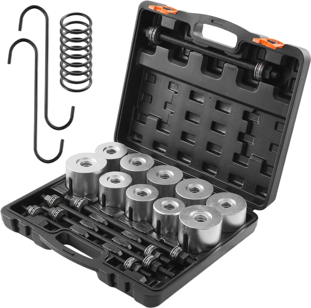 VEVOR 27 PCS Pull and Press Sleeve Kit, Steel Bush Bearing Removal and Installation Set, Bush Removal Insertion Sleeve Tools with Carrying Case, Multi-Vehicle Compatibility for LCV and HGV Engines