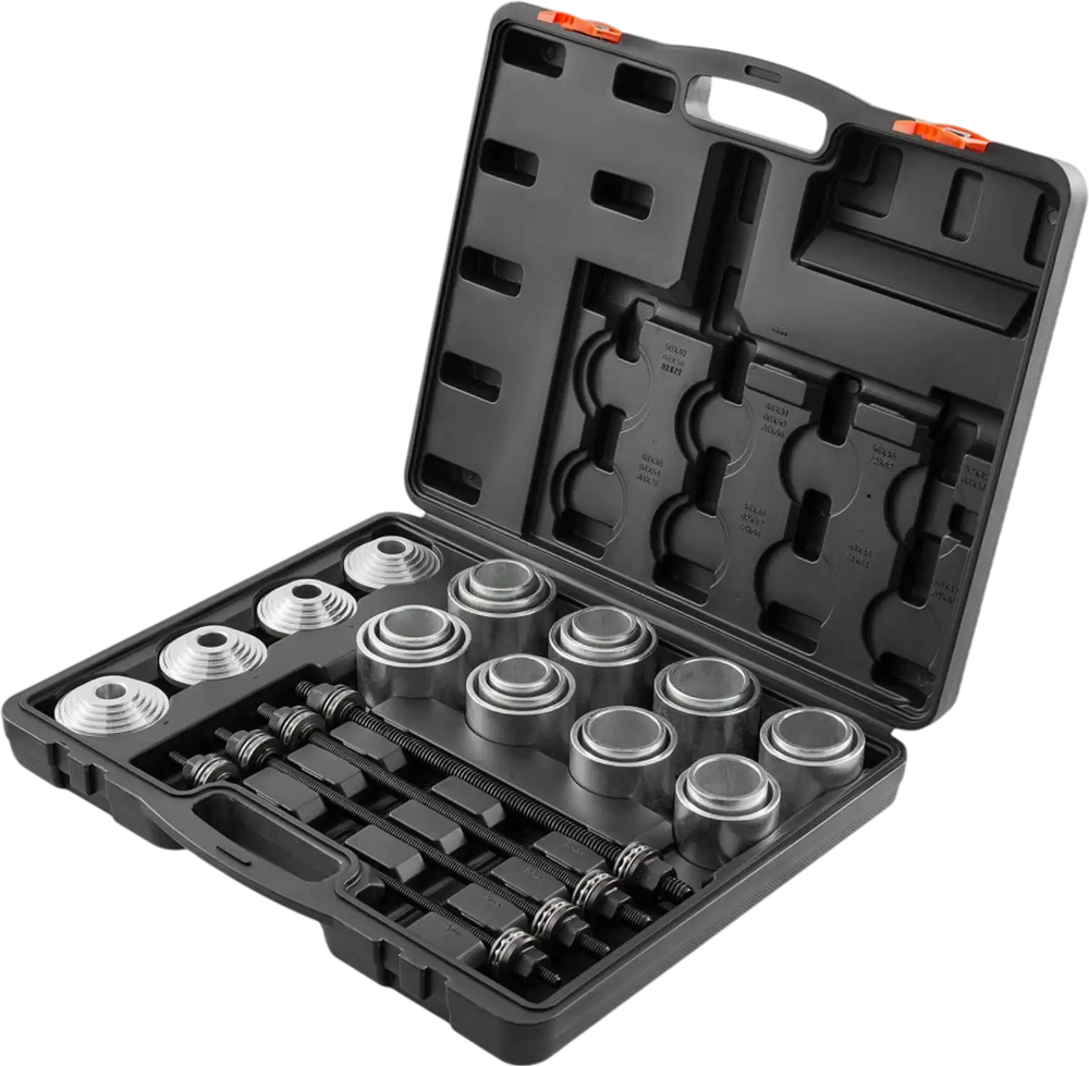 VEVOR 36 PCS Pull and Press Sleeve Kit, Steel Bush Bearing Removal and Installation Set, Bush Removal Insertion Sleeve Tools with Carrying Case, Multi-Vehicle Compatibility for LCV and HGV Engines