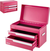 VEVOR Steel Tool Box with 2 Drawers and Top Storage Portable Metal Toolbox, for Garage Workshop Repair Shop Workbench, Magnetic Design, Heavy Duty Tool Storage Cabinet Organizer, with Liners, Pink