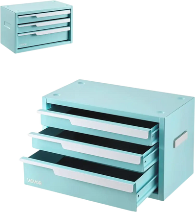 Vevor Tool Box Steel Portable 3-Drawer Heavy Duty Green New
