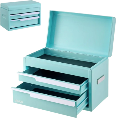 Vevor Tool Box Steel Portable Toolbox with 2 Drawers and Top Storage Green New