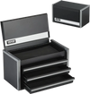 VEVOR Metal Tool Box, 8.6-inch, Portable Metal Tool Box with 3 Drawers, Small Tool Chest with EVA Liners and PP Feet Pads, Heavy-Duty Steel With Ball Bearing Opening and Powder Coated Finish, Black