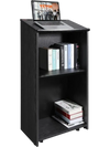VEVOR Podium Stand, 47 in Hostess Stand with 4 Rolling Wheels, Wood Podium with Storage Shelves, and Slant Desktop, Lecterns & Podiums for Church, Office, School, Home, Black