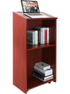 VEVOR Podium Stand, 47 inch Hostess Stand with 4 Rolling Wheels, Wood Podium with Storage Shelves and Slant Desktop, Lecterns & Podiums for Home, Office, School, Church, Brown