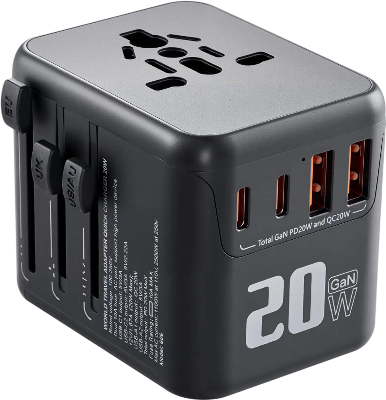 Vevor Travel Adapter Universal 5-in-1 International Wall Charger New