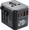 VEVOR Universal Travel Adapter, 5-in-1, International European Power Adapter with 2 USB-C, 2 USB-A Ports, 1 AC Outlet, 4 Different Plugs, Worldwide Plug Adaptor Wall Charger, for Europe UK EU AUS USA
