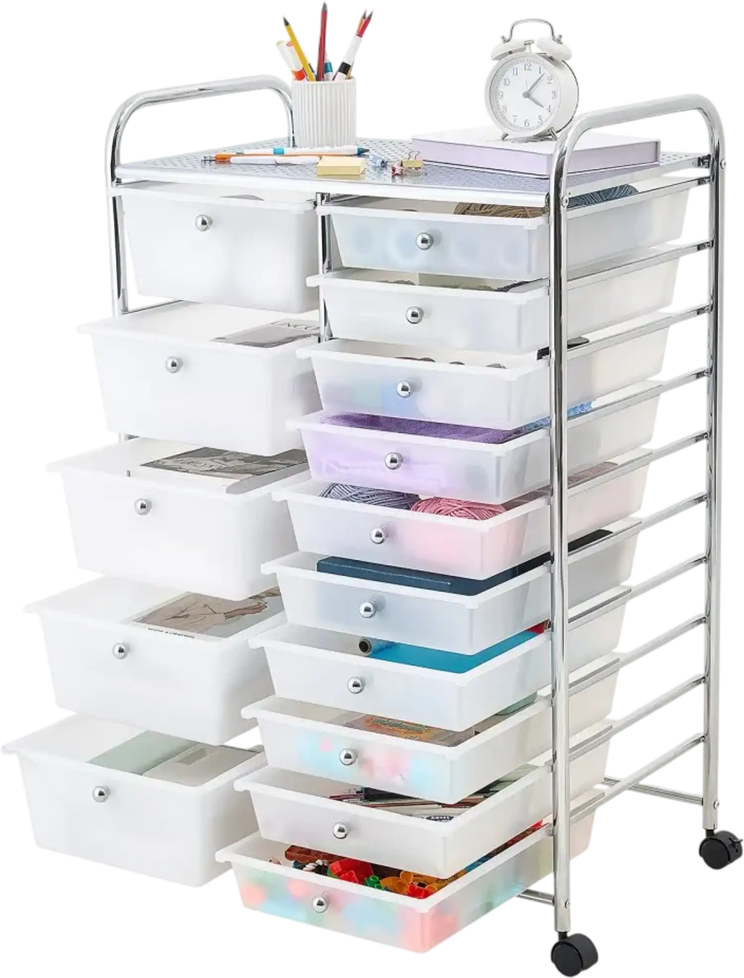 Vevor Rolling Cart 15-Drawer Storage Organizer Mobile Utility Cart New