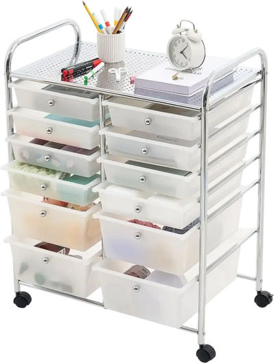 Vevor Rolling Cart 12-Drawer Storage Organizer Mobile Utility Cart New