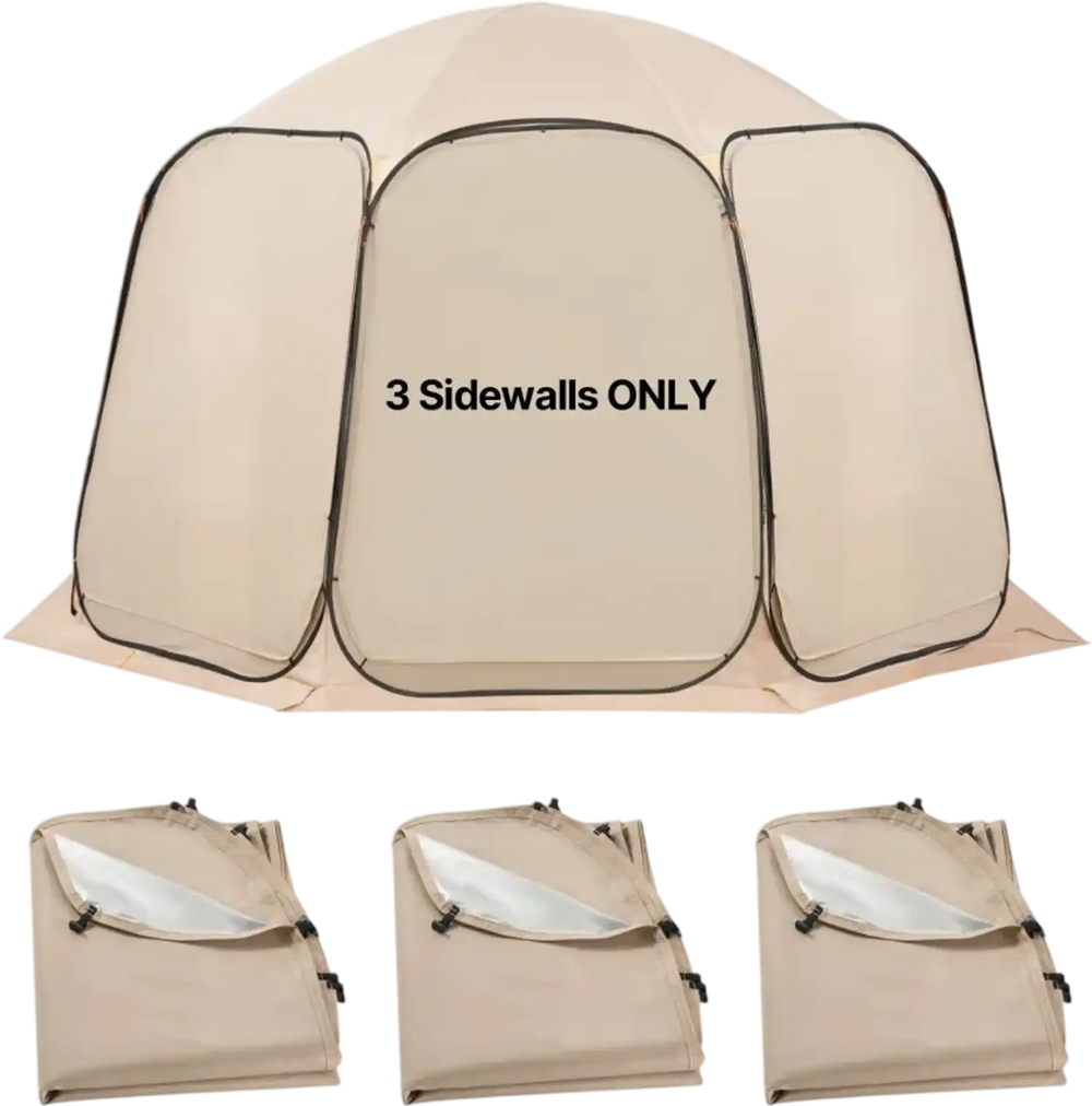 VEVOR Sun Shade Sail Canopy Covers, Fit for 12 x 11 ft Screen House Tent, Sun Protection, 5.51 x 4.59 ft 300D Oxford Silver-Coated Fabric, Pack of 3 (Not Include Tent), for Outdoor Activities, Beige