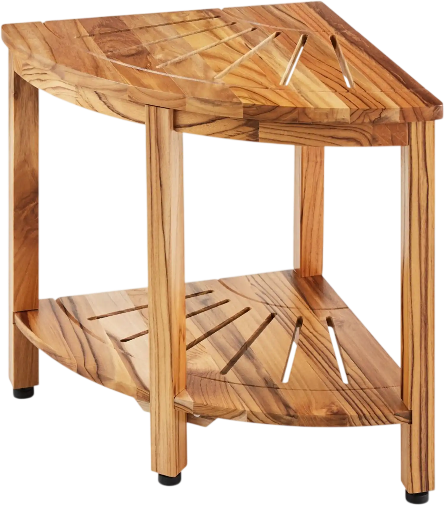 Vevor Shower Bench Corner Teak Wood with Storage Shelf 18.5