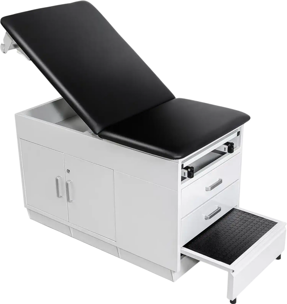 VEVOR Pro Medical Exam Table, Medical Examination Bed with Adjustable Backrest, Physical Therapy Exam Table with Locking Cabinet, 2 Drawers, Paper Roll Dispenser, Step Stool & Leg Rest, 500LBS Loading