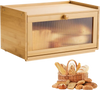 VEVOR Bread Box for Kitchen Counter, Large Capacity Bamboo Bread Storage Container, Farmhouse Wooden Breadbox Organizer for Homemade Bread, Storage Holder Bin with Acrylic Wavy Door Panel, Natural