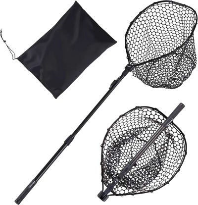VEVOR Fishing Net, Foldable Landing Nets with Telescopic Handle, Portable Lightweight and Stronger 6063 Aluminum Fish Gear, Soft Silicone Fish-Friendly Mesh, for Kayak, Boat, Bank, Pond, Gifts for Men