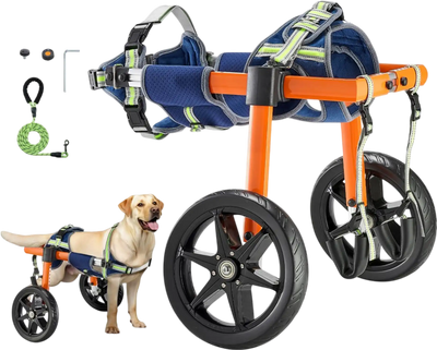 Vevor Dog Wheelchair Adjustable 2-Wheel Rear Support Cart for Medium Dogs 35-48 lbs New