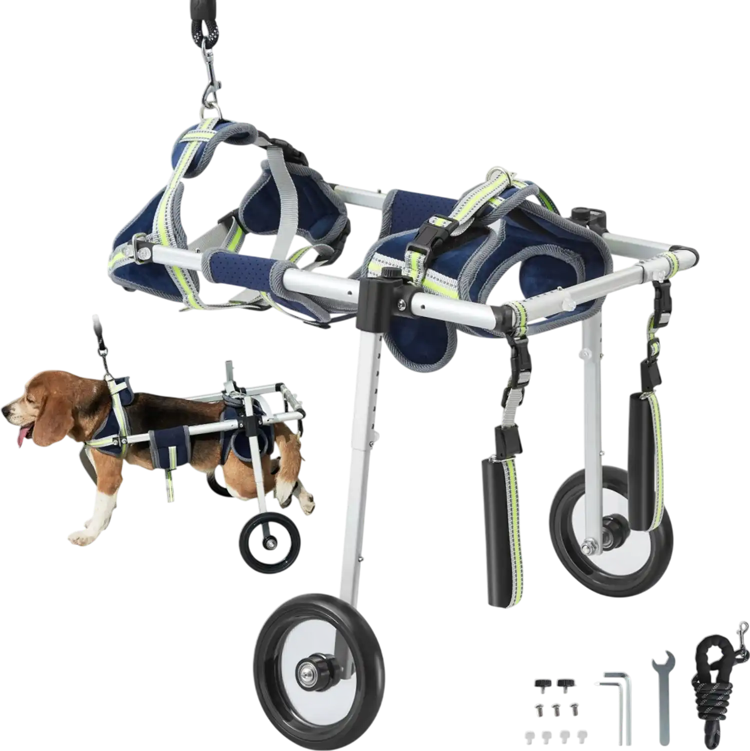 Vevor Pet Wheelchair 2-Wheel Adjustable Back Legs Dog Cart New