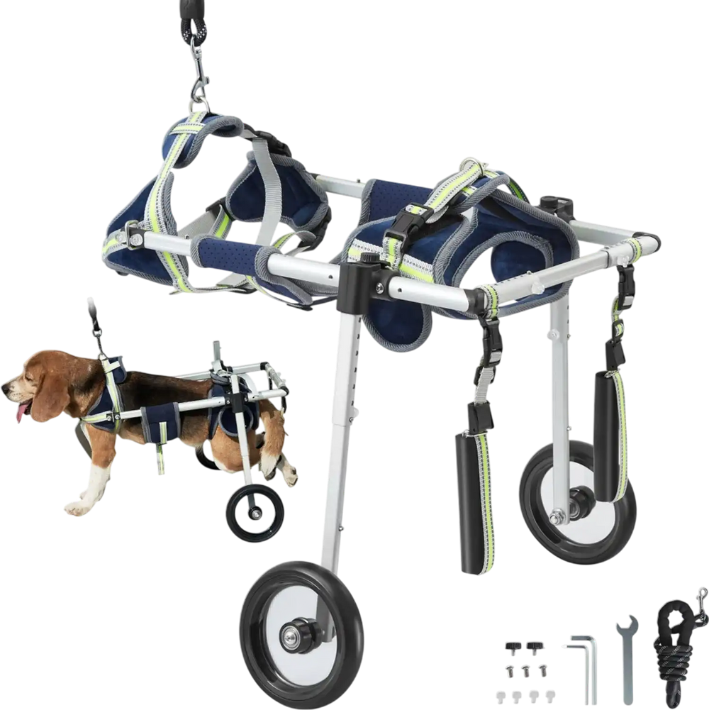 VEVOR 2 Wheels Dog Wheelchair for Back Legs, Pet Wheelchair Lightweight & Adjustable Assisting in Healing,  Dog Cart/Wheelchair for Injured, Disabled, Paralysis, Hind Limb Weak Pet(S)