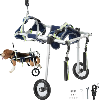 Vevor Pet Wheelchair 2-Wheel Adjustable Back Legs Dog Cart New
