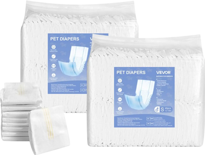 Vevor Male Dog Diapers Disposable Wraps Super Absorbent Leak-Proof Wetness Indicator S 96 Count New