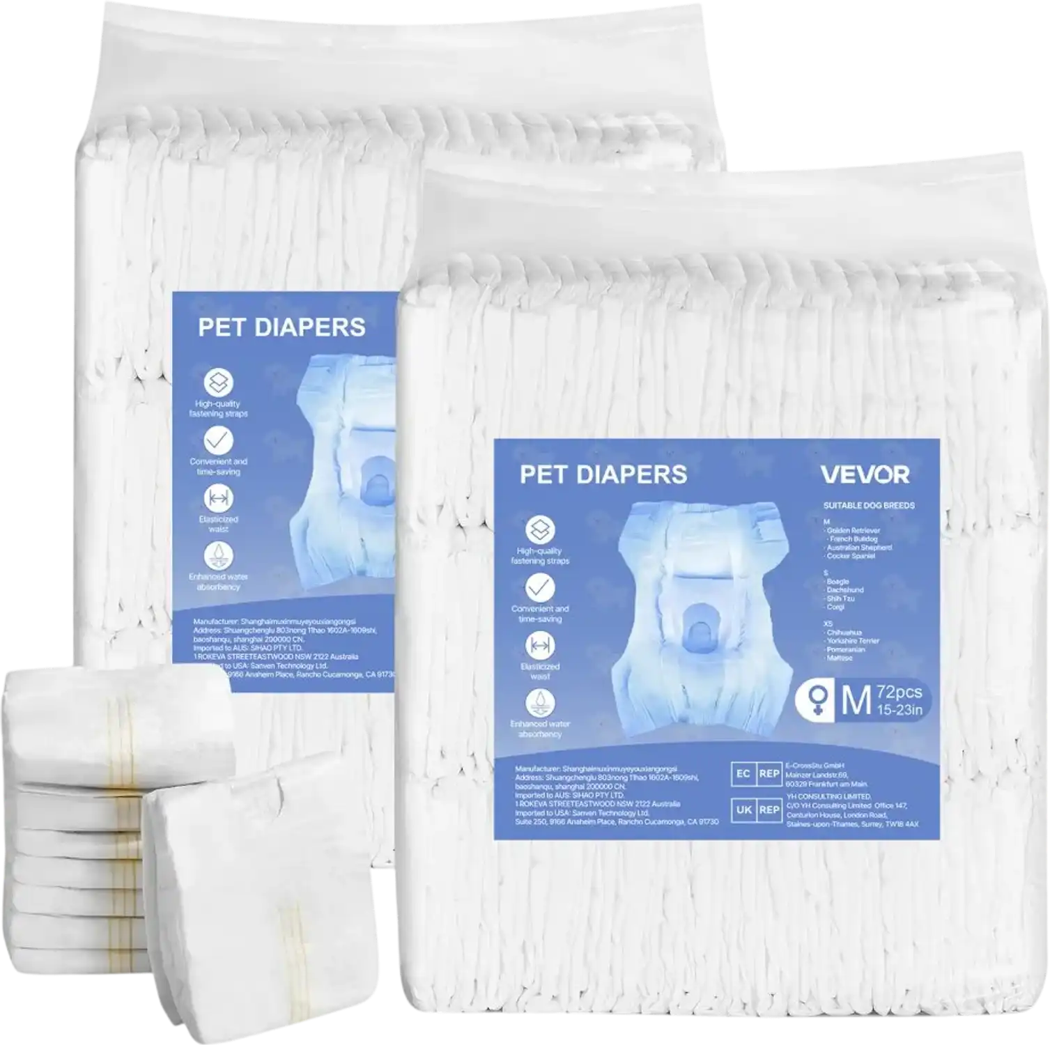 Vevor Disposable Female Dog Diapers Super Absorbent M 144 Count New