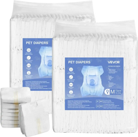VEVOR Disposable Dog Diapers, Super Absorbent Female Dog Diapers, 360° Leak-Proof Female Doggy Pet Diaper with Wetness Indicator for Heat Period, Training, Incontinence - M, 144 Count (2 Packs of 72)