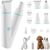 VEVOR Dog Clippers for Grooming, 4 in 1 Dog Grooming Kit, Low Noise, Rechargeable Pet Shaver with 6 Combs & 4 Detachable Blades, Waterproof Cordless Pet Hair Trimmers Nail Grinder Set for Dogs Cats