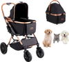 VEVOR Pet Stroller, 4 Wheels Dog Stroller Rotate with Brakes, 66 lbs Weight Capacity, Puppy Stroller with Detachable Carrier, Storage Basket and Pet Pad, for Small to Medium Sized Dogs, Black