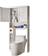 VEVOR Over The Toilet Storage Cabinet, 67.44 in Height Bathroom Storage Organizer with Double Door and Adjustable Shelf, Bathroom Space Saver Organizer Above Toilet with Open Shelf, White