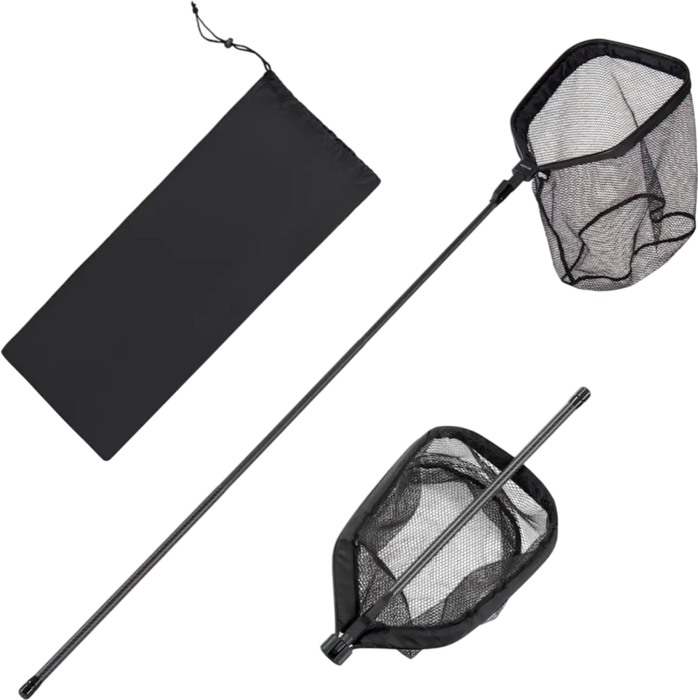 VEVOR Fishing Net, Foldable Landing Nets with Telescopic Handle, Portable Lightweight Carbon Fiber Long Fish Gear, Nylon Covered PVC, Durable and Fish-friendly, for Kayak Boat Bank Pond, Gifts for Men