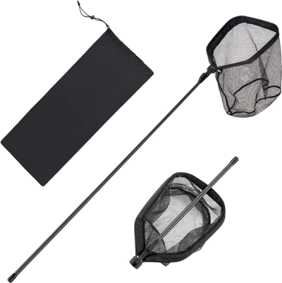 VEVOR Fishing Net, Foldable Landing Nets with Telescopic Handle, Portable Lightweight Carbon Fiber Long Fish Gear, Nylon Covered PVC, Durable and Fish-friendly, for Kayak Boat Bank Pond, Gifts for Men
