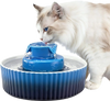 VEVOR Ceramic Cat Water Fountain, 2.1L/71oz Cupcake Pet Fountain, Porcelain Cat Water Dispenser with Ultra-Quiet Pump, 360° Drinking Area and Multi-Layer Filtration System, for Cats and Dogs (Blue)