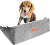 VEVOR Dog Car Seat, Dog Booster Seat for Car with A Storage Pocket, Clip-On Safety Leash, Sponge and PP Cotton Filling, Dog Car Bed for Small & Medium Dog up to 40lbs, Gray