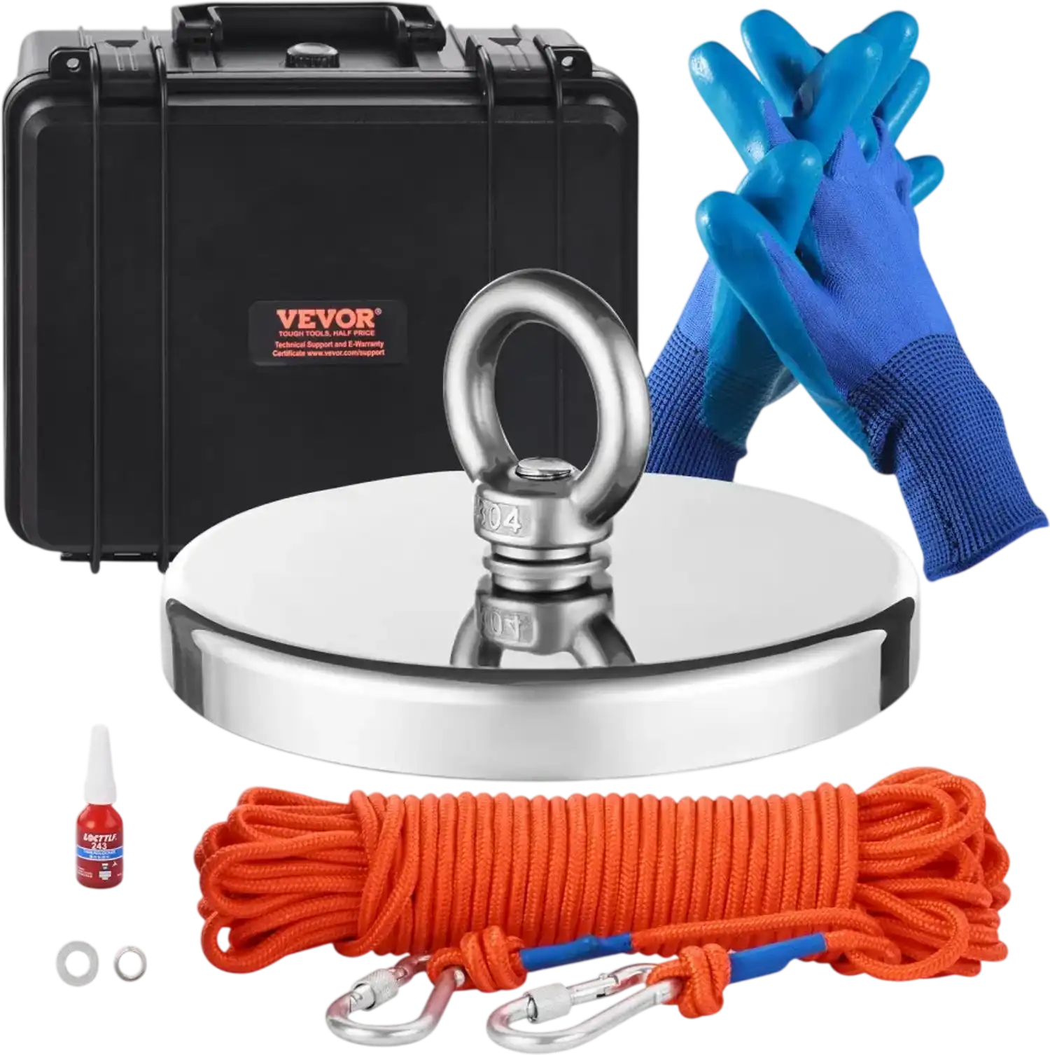 Vevor Magnet Fishing Kit 2000 lbs Single-Sided Pull Force Neodymium Treasure Recovery Set New