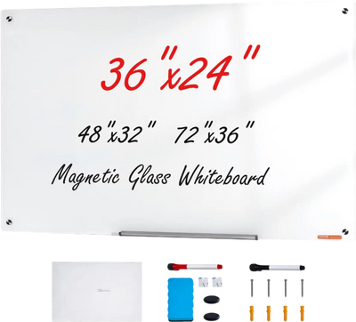 VEVOR Magnetic Glass Whiteboard, Dry Erase Board 36