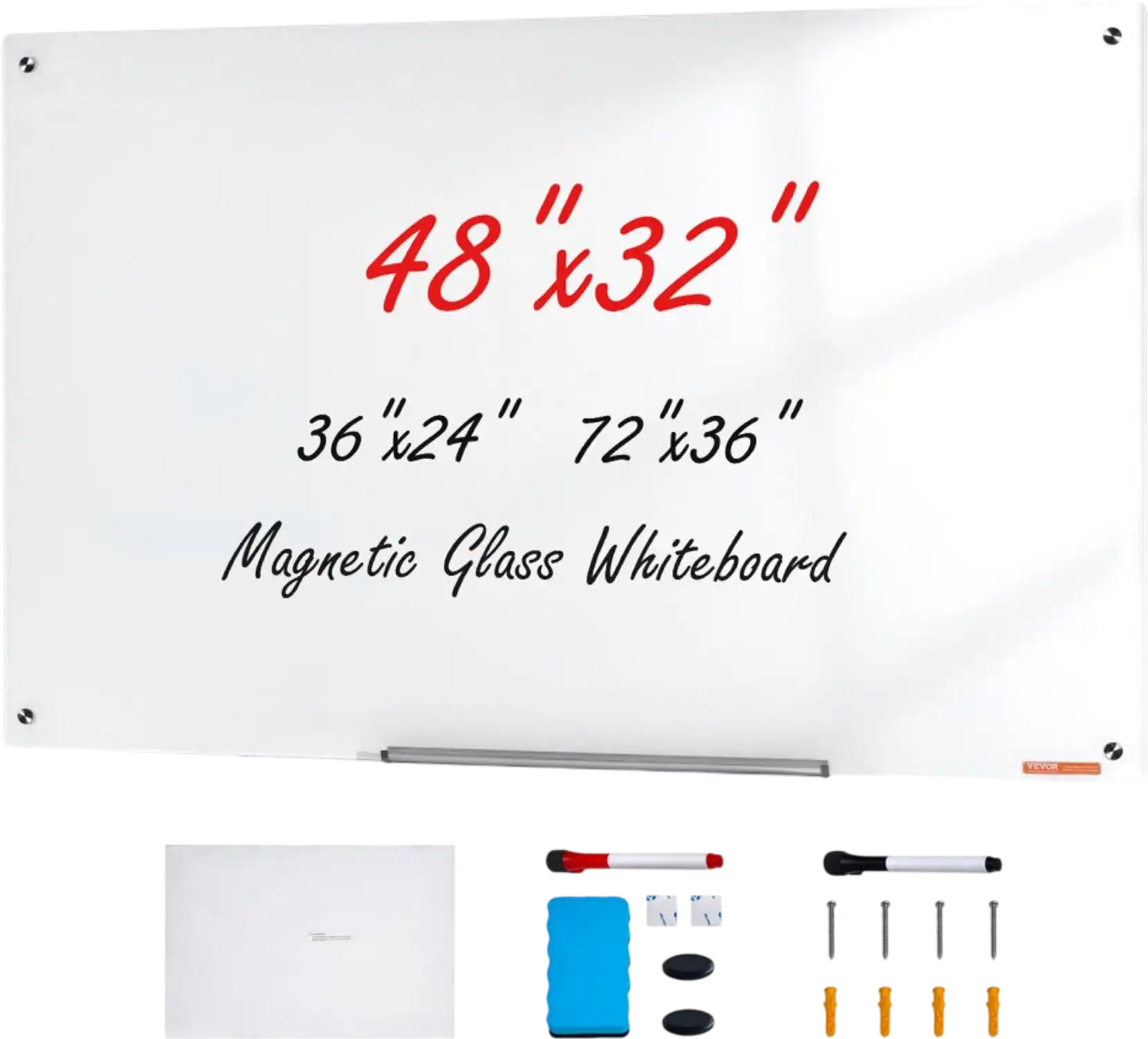 Vevor Dry Erase Board Magnetic Glass Whiteboard 48