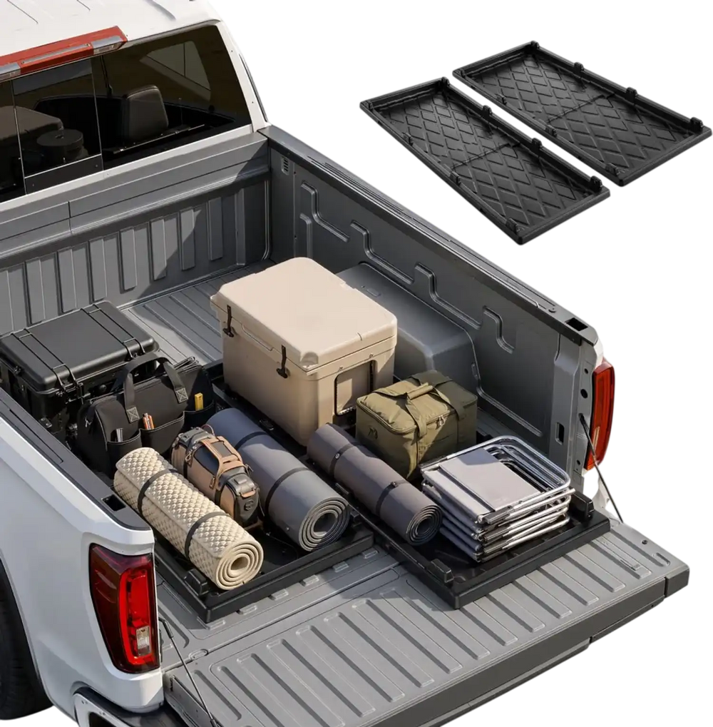 VEVOR Slide-Out Truck Bed Cargo Tray 500 lbs Capacity Fits 5'&Shorter Beds, Heavy-Duty Bed Slide, for Mid-Size Pickup Trucks, Durable HDPE Material, Easy Tailgate Access, Sliding Storage Organizer