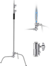 VEVOR C Stand, Max Height 10.83 ft/330 cm, Stainless Steel Heavy Duty Photography Light Stand with 4.8-9.8 ft Adjustable Height, 44 lbs/20 kg Load Capacity for Studio Softbox, Monolight, Reflector