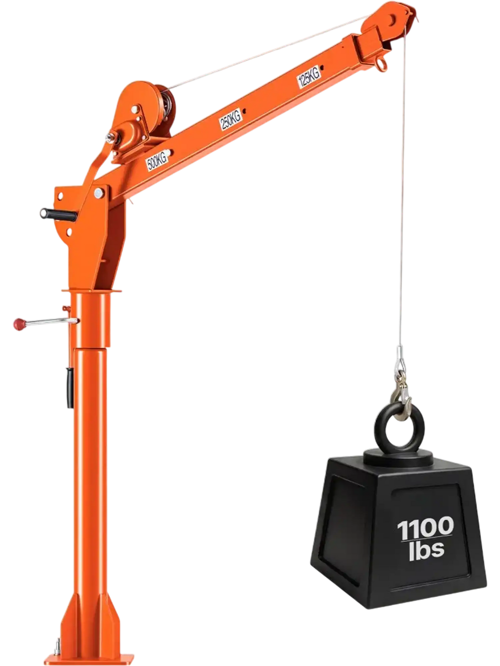 VEVOR Truck Crane, 1100 lbs Manual Pickup Truck Crane with Hand Winch, 360° Rotating Telescopic Boom, Premium Galvanized Steel, Foldable Pickup Bed Jib for Machine Lumber Attic Heavy Load Lifting
