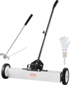 VEVOR 24-Inch Magnetic Sweeper with Wheels, 50 lbs Capacity, with Telescoping Magnetic Pickup Tool, Adjustable Handle, Magnetic Pickup Sweeper to Pick Up Nails and Screws, for Workshop, Garage, Yard