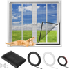 VEVOR Magnetic Window Screen,  58.27 x 39.17 inch PVC and Fiberglass Mesh, White Frames with Black Magnetic Strip and Wind Clips, No Drilling Easy Installation, Magnetic Screen for House Window