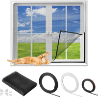 VEVOR Magnetic Window Screen,  58.27 x 39.17 inch PVC and Fiberglass Mesh, White Frames with Black Magnetic Strip and Wind Clips, No Drilling Easy Installation, Magnetic Screen for House Window