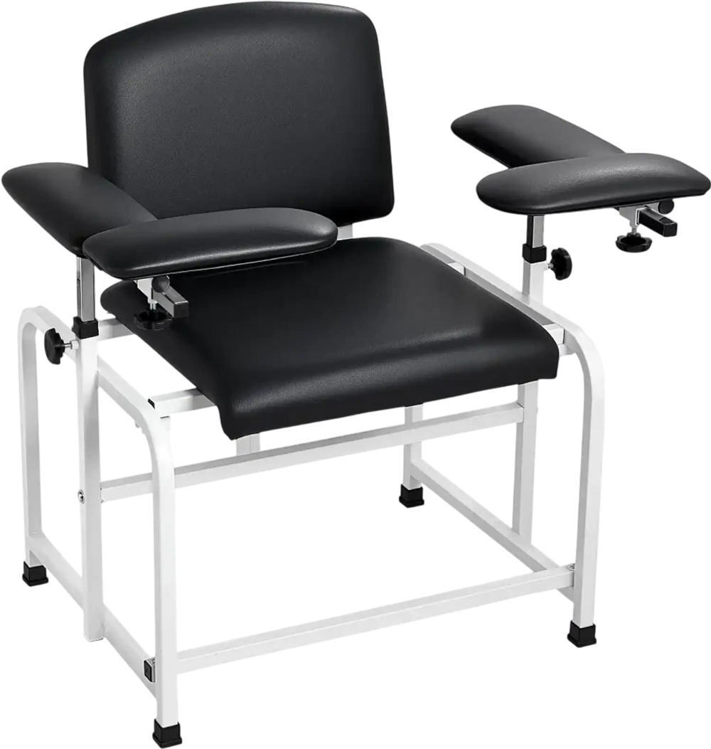 VEVOR Phlebotomy Chair 750LBS Capacity Blood Draw Medical Chair, Comfortable Blood Drawing Chairs with Adjustable Armrests, Soft Padded Seat, Easy-to-Clean PVC Leather for Hospitals Clinics