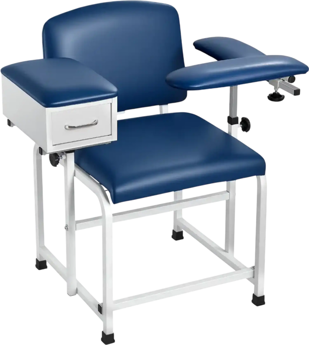 VEVOR Phlebotomy Chair 500LBS Blood Draw Medical Chair with Drawer, Comfortable Blood Drawing Chairs with Adjustable Armrests, Soft Padded Seat, Easy-to-Clean PVC Leather for Hospitals Clinics