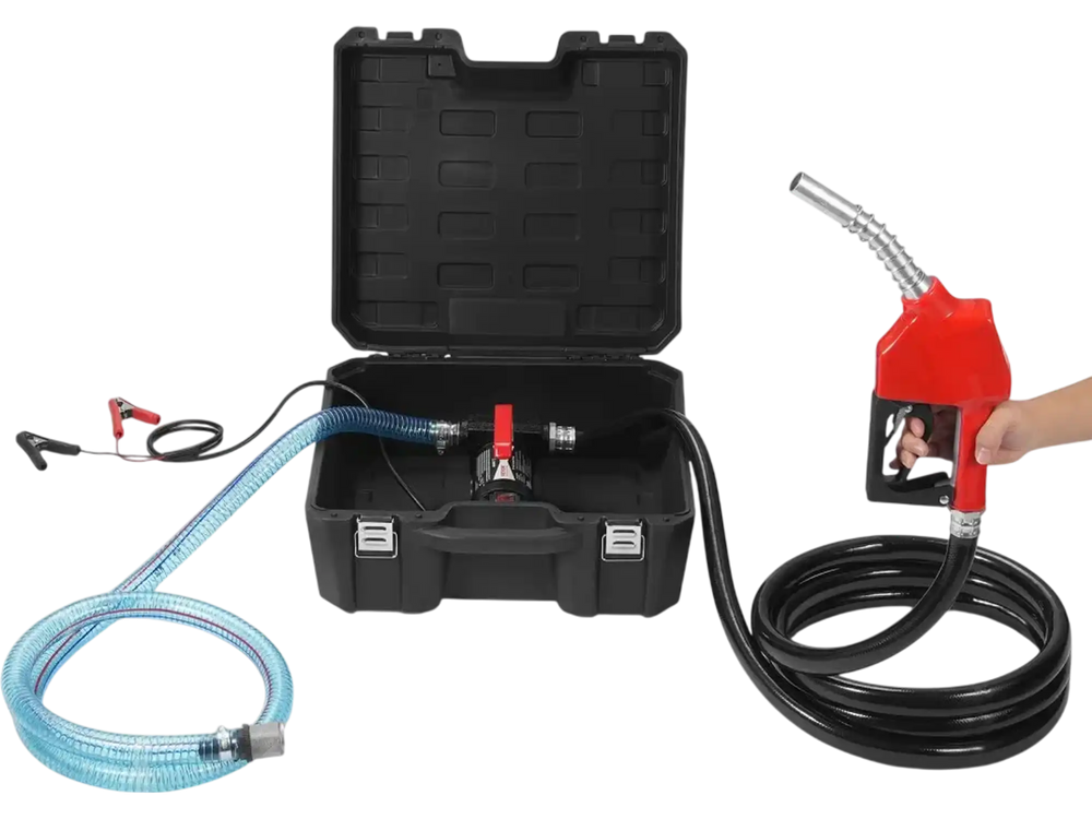 VEVOR Fuel Transfer Pump, 12V DC 10 GPM 1/4 HP, Portable Electric Diesel Transfer Pump with Automatic Shut-Off Fuel Nozzle, High Flow, Long Inlet & Outlet Hose for Diesel, Kerosene, Transformer Fuel