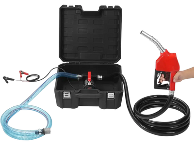 VEVOR Fuel Transfer Pump, 12V DC 10 GPM 1/4 HP, Portable Electric Diesel Transfer Pump with Automatic Shut-Off Fuel Nozzle, High Flow, Long Inlet & Outlet Hose for Diesel, Kerosene, Transformer Fuel