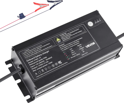 VEVOR Marine Battery Charger, 1-Bank, 10A 12V Onboard Boat Charger, IP68 Waterproof Smart On-Board Battery Charger, for Lithium-Ion (LiFePO4), NCM, Lead-Acid Batteries, Large Boat, Yacht, RV, Trailer